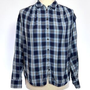 Madewell Blue Plaid Viscose Long Sleeve Shirt Women
